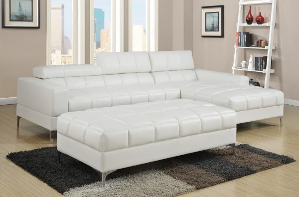 MARBELLA BONDED LEATHER SECTIONAL & OTTOMAN SET