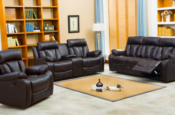 NAPLES BONDED LEATHER RECLINING & LOVESEAT 