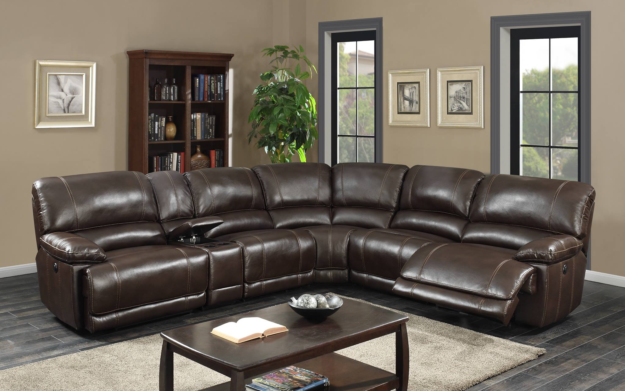 Venice Leather Gel Reclining Sectional, Small Leather Sectional Sofa With Recliner