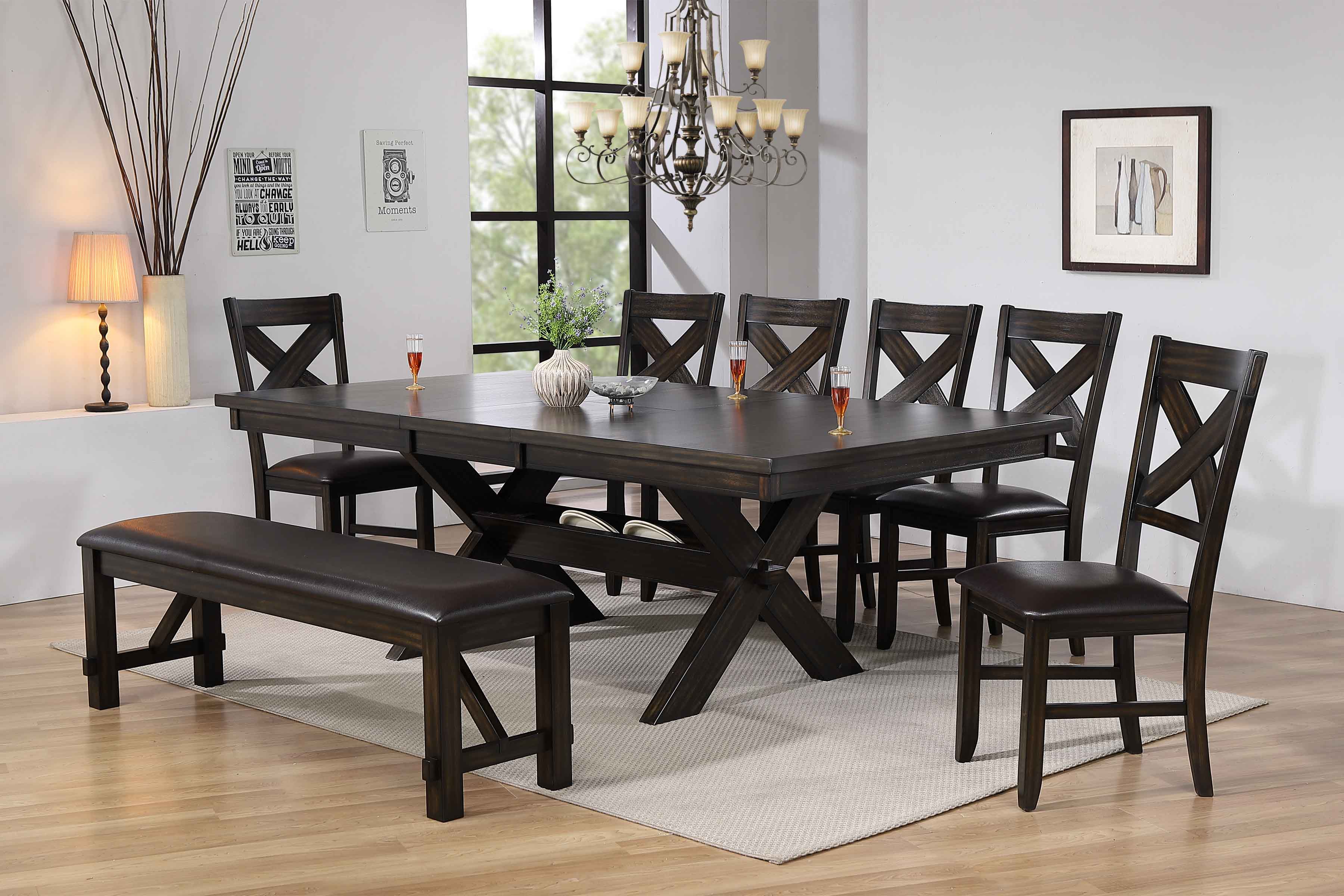 Kelly 8pc Dining Table With 6 Chairs Bench Set Furniture